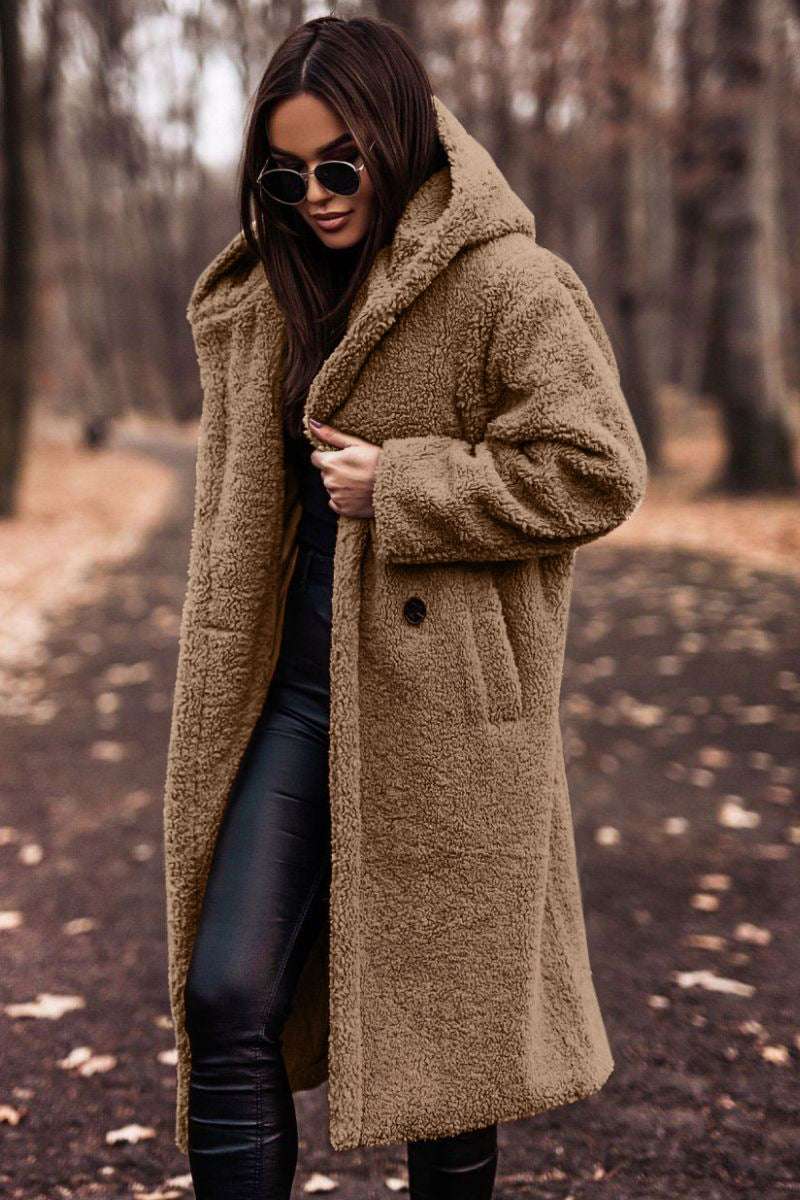 Women's Elegant Faux Fleece Long Teddy Coat Autumn Winter Fashion Elegant Long Coat | Ectron Online