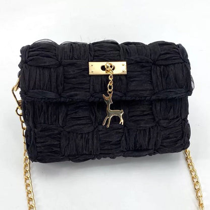 Ribbon gauze hand-woven chain bag