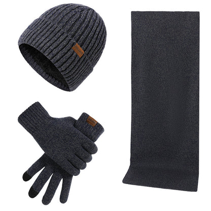 Thermal Knitting Hat Scarf And Gloves Three-piece Set
