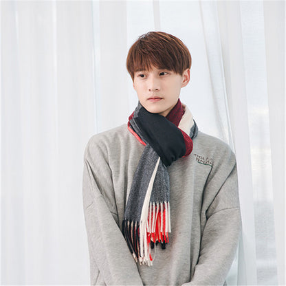 Warm Plaid Tassel Scarf