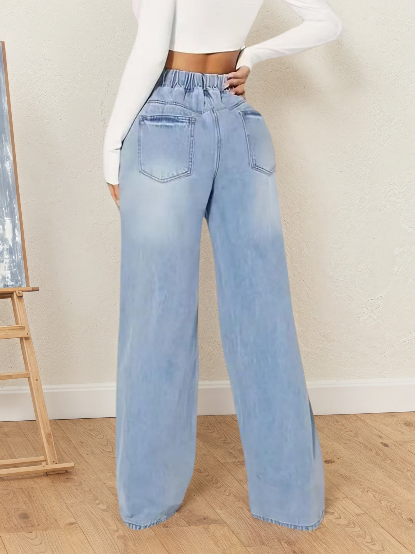 Women's High-Waisted Drawstring Denim