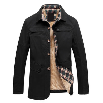 Men's Fleece-Lined Slim Fit Trench Coat