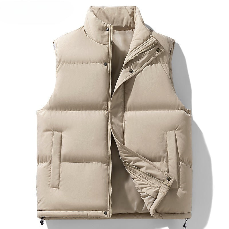 Men's Plus Size Warm Down Cotton Vest Men's Plus Size Stand Collar Sleeveless | Ectron Online