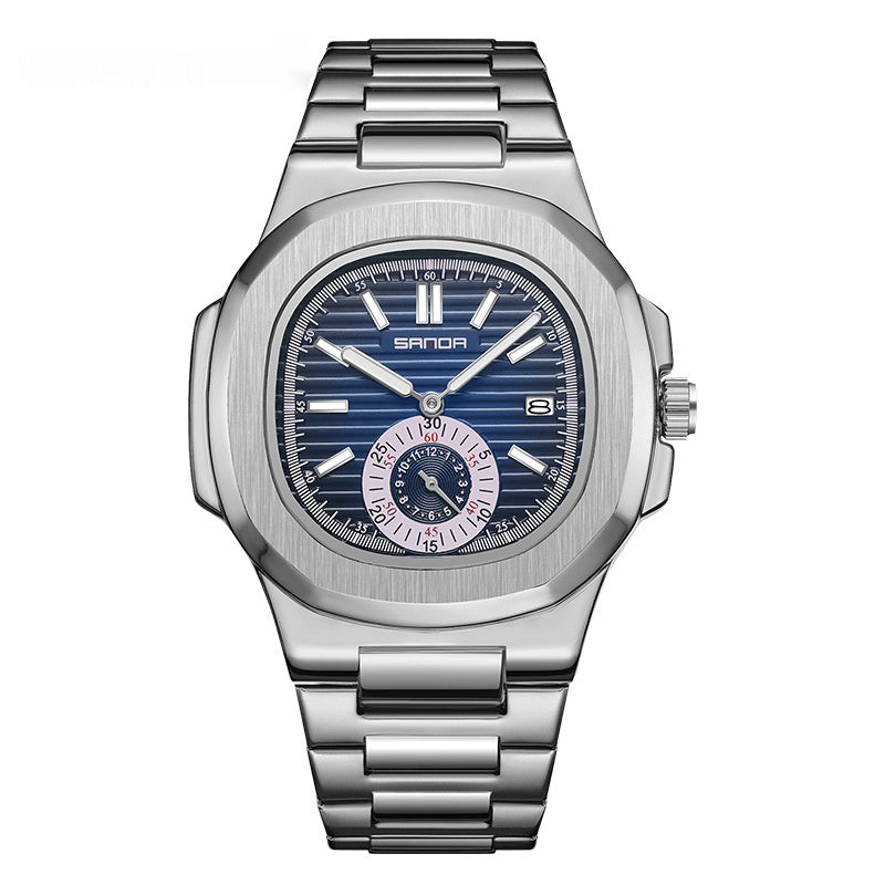 Men's 7020 Steel Belt Watch Steel Belt Luminous Calendar Quartz Watc | Ectron Online