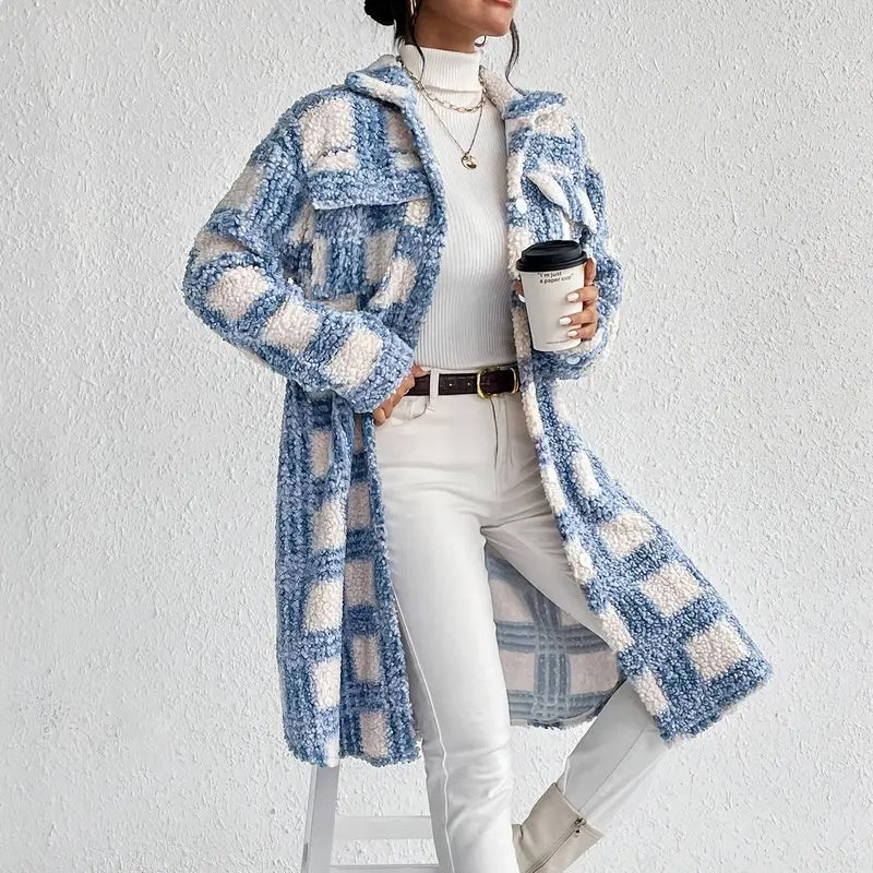 Women's Plaid Fleece Shacket | Lightweight Button-Down Fall Coat