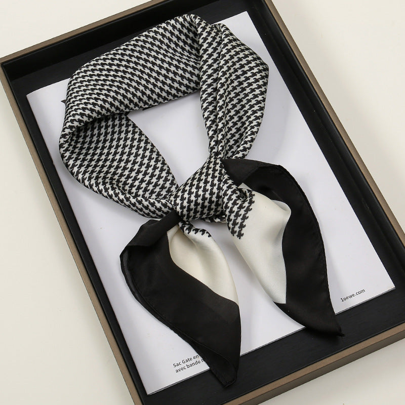 Solid Color Square Scarf - Elegance & Style Artificial Silk Striped High-grade Korea | Ectron Online
