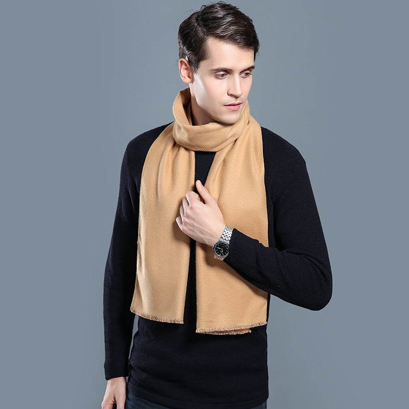 Simple Plaid Warm Keeping Artificial Cashmere Scarf Men's Scarves | Ectron Online