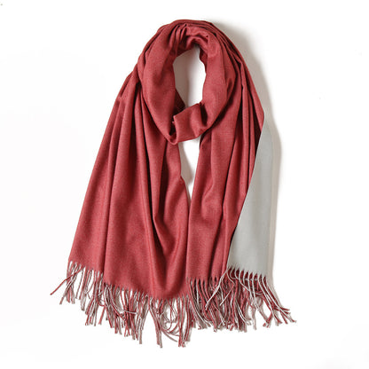 Korean double-sided faux cashmere shawl