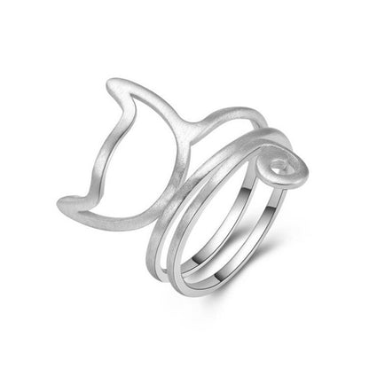 S925 Silver Personalized Winding Brushed Cute Cat Ring