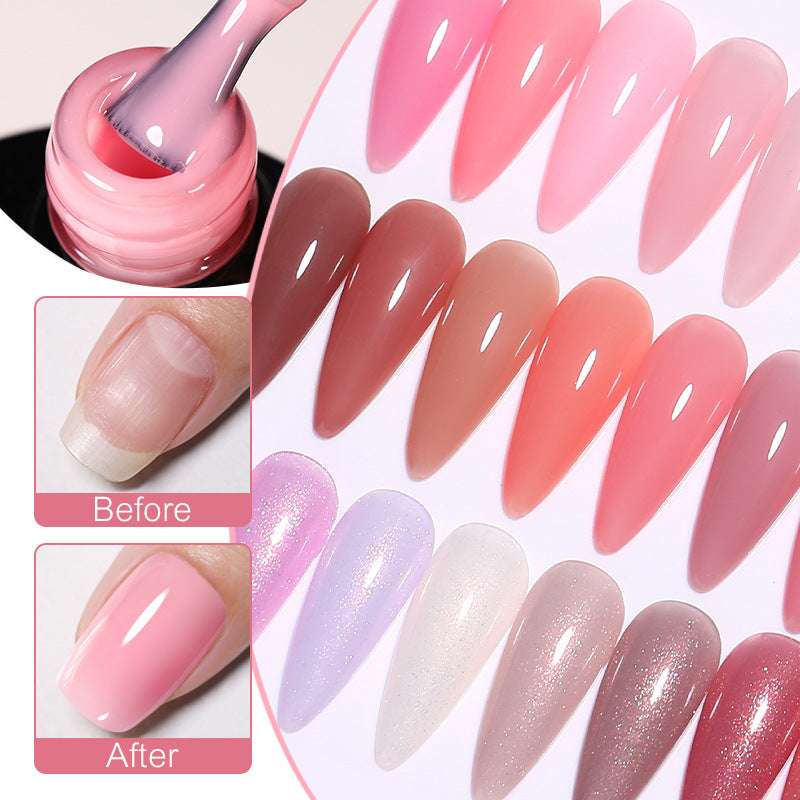 Reinforced Long-lasting No-file Base Coat With Shimmering Glitter Gel Polish