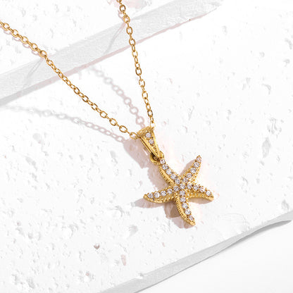 Strong Color Retention 18K Gold Ocean Series Pendant Gold Necklace