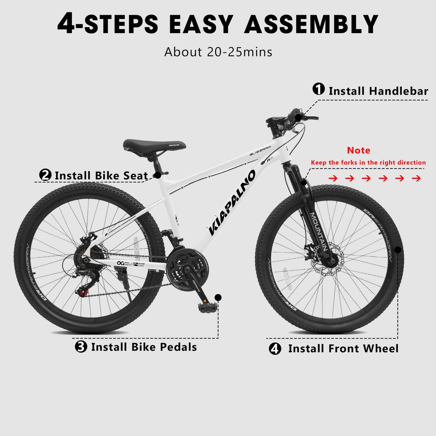 KIAPALNO 26" All-Terrain Mountain Bike - 21-Speed Disc Brake MTB - White A26317 KIAPALNO 26 Inch All-Terrain Moun | Ectron Online
