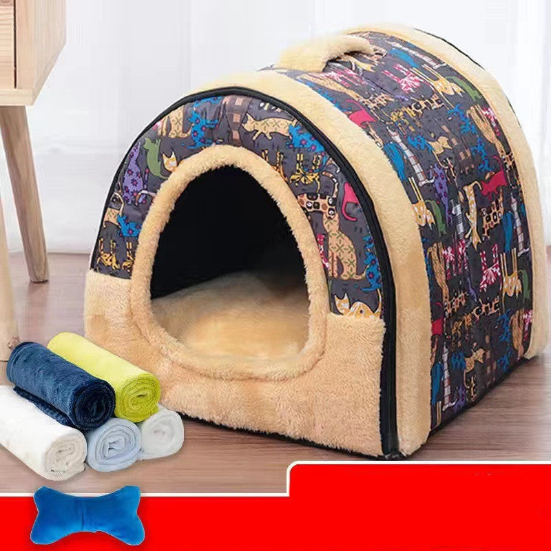 Detachable And Washable Kennel Cat Litter Closed House For Cats Warm Pet Supplies