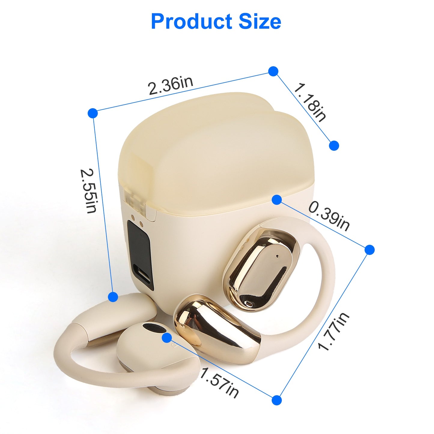 Open-Ear Bluetooth 5.4 Sport Earbuds | 300H Standby & LED Display