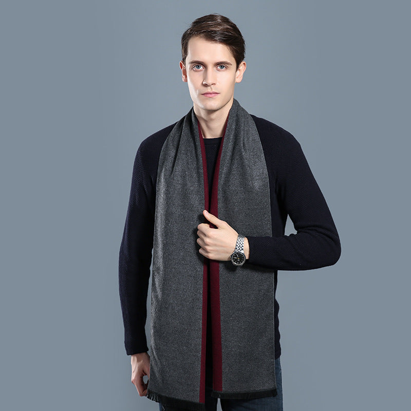 Simple Plaid Warm Keeping Artificial Cashmere Scarf Men's Scarves | Ectron Online