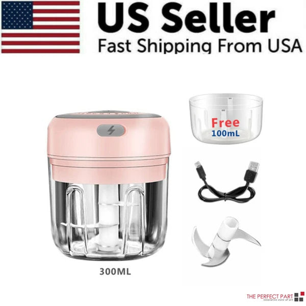 300ml Mini Electric Garlic Press & Food Chopper | Portable Meat & Vegetable Mincer