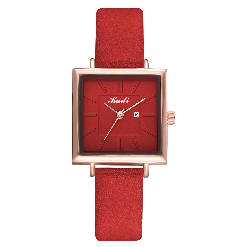 Fashion Square Student Watch with Calendar Calendar Square Fashion Student Wristban | Ectron Online