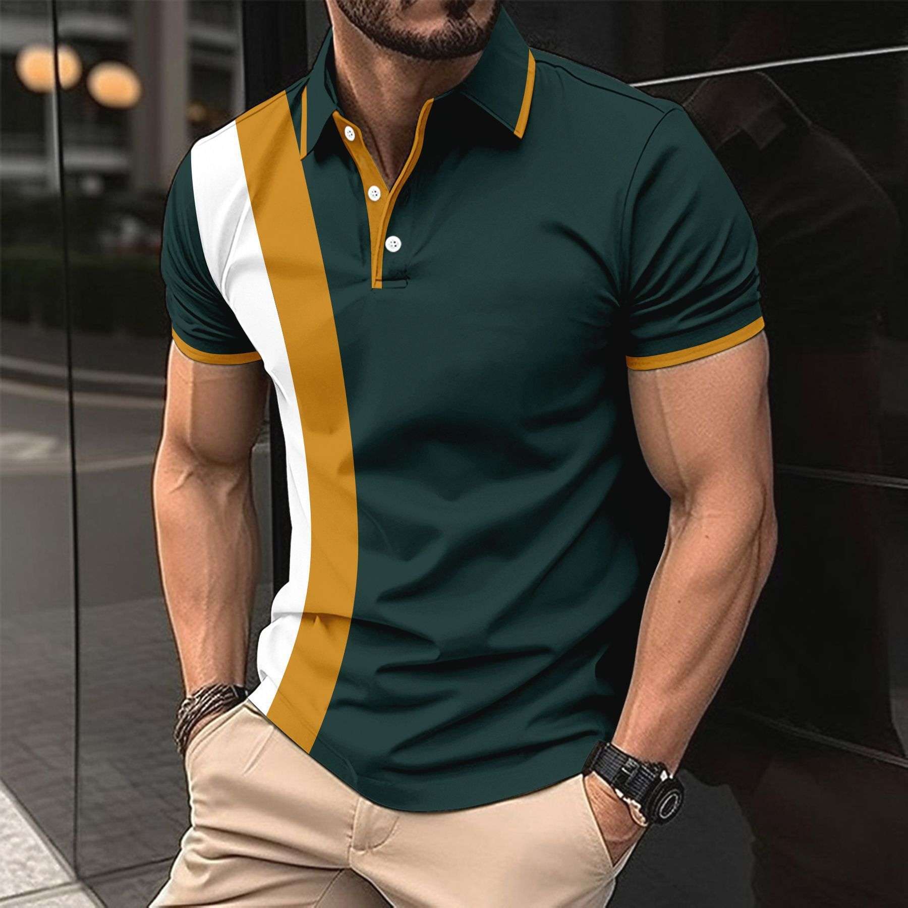 Men’s Colorblock T-Shirt – Business Casual All-Match Style Business Colorblock All-matching T-shirt | Ectron Online