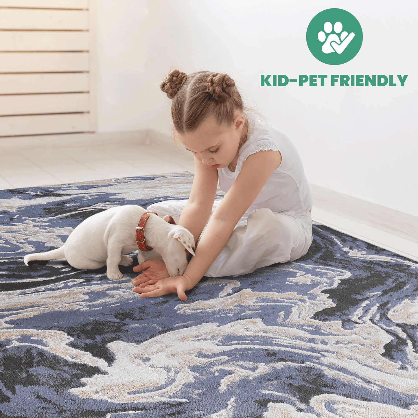 Payas Collection Abstract Runner Rug - 2x8 Light Blue