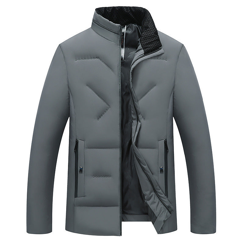 Business Casual Padded Jacket Business Stand Collar Zipper Silk-like C | Ectron Online