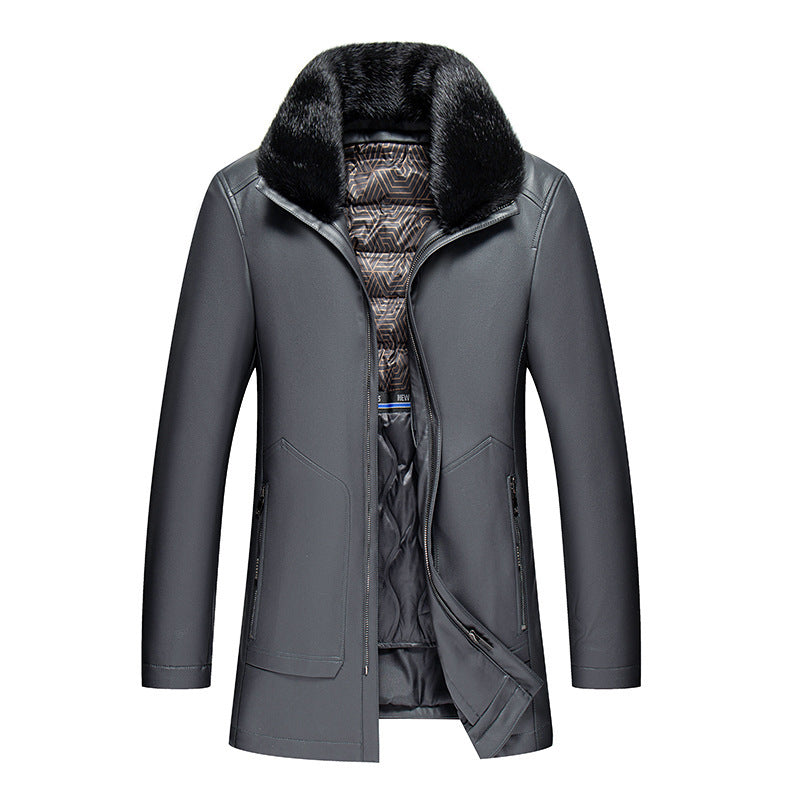 Men's Premium Sheepskin Leather Down Jacket Haining Genuine Leather Clothes Men's Mi | Ectron Online