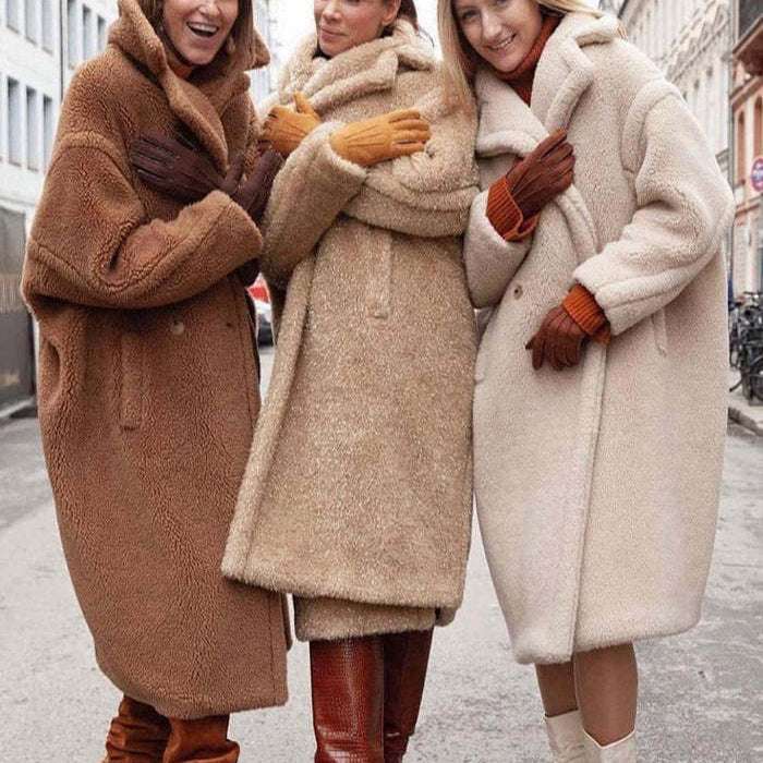 Thickened Lamb Fleece Coat for Women Lapel Lamb Fleece Coat With Pockets Faux | Ectron Online