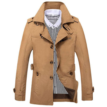 Men's Fashion Casual Solid Color Trench Coat - Classic Slim Fit Jacket Men's Fashion Casual Solid Color Trench | Ectron Online