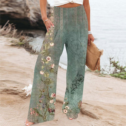 Elegant Series New Printed Loose High Waist Casual Wide Leg Pants