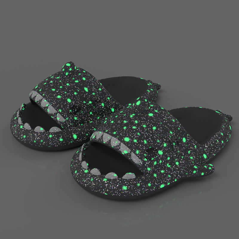 Shark Slippers With Starry Night Light Design Bathroom Slippers Couple House Shoes For Women Shark Slippers With Starry Night Light D | Ectron Online