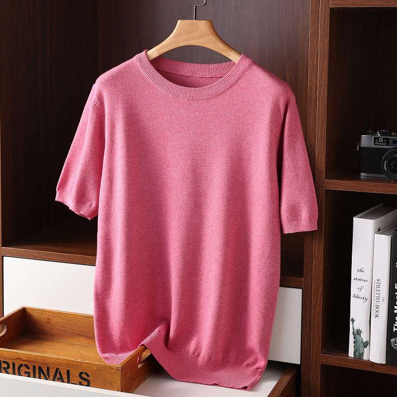 Men’s Summer Thin Knit T-Shirt – Short Sleeve Round Neck Casual Summer Short Sleeve Men's Round Neck Thi | Ectron Online