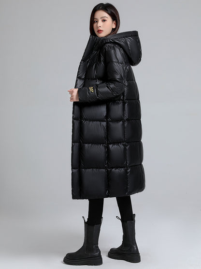 Women's Long Self-Heating Graphene Hooded Padded Jacket