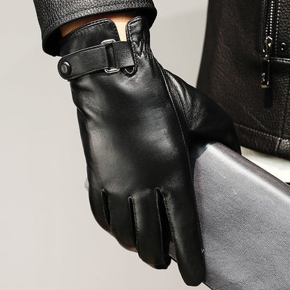 Leather Gloves Men's Winter Warm Sheepskin