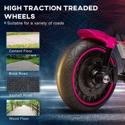 6V Kids Electric Motorcycle with Training Wheels - Pink Toddler Trike 6V Kids Motorcycle w/ Training Wheels, S | Ectron Online