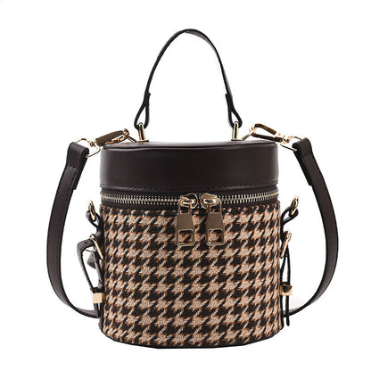 Ladies Handbag Bucket Bag Check Houndstooth