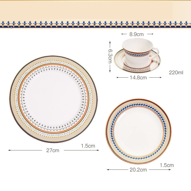 Ceramic European-style Flat Plate Creative Bone China Tableware Set