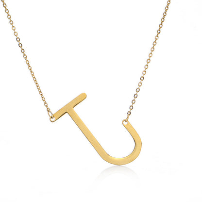 Fabulous Rose Gold Plated Stainless Steel Initial Letter Pendant Necklace