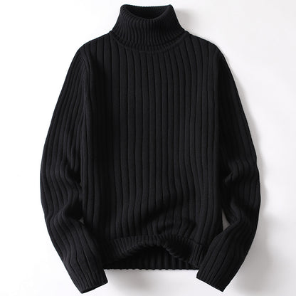 Black knitted mock-neck base layer undershirt with ribbed collar and cuffs