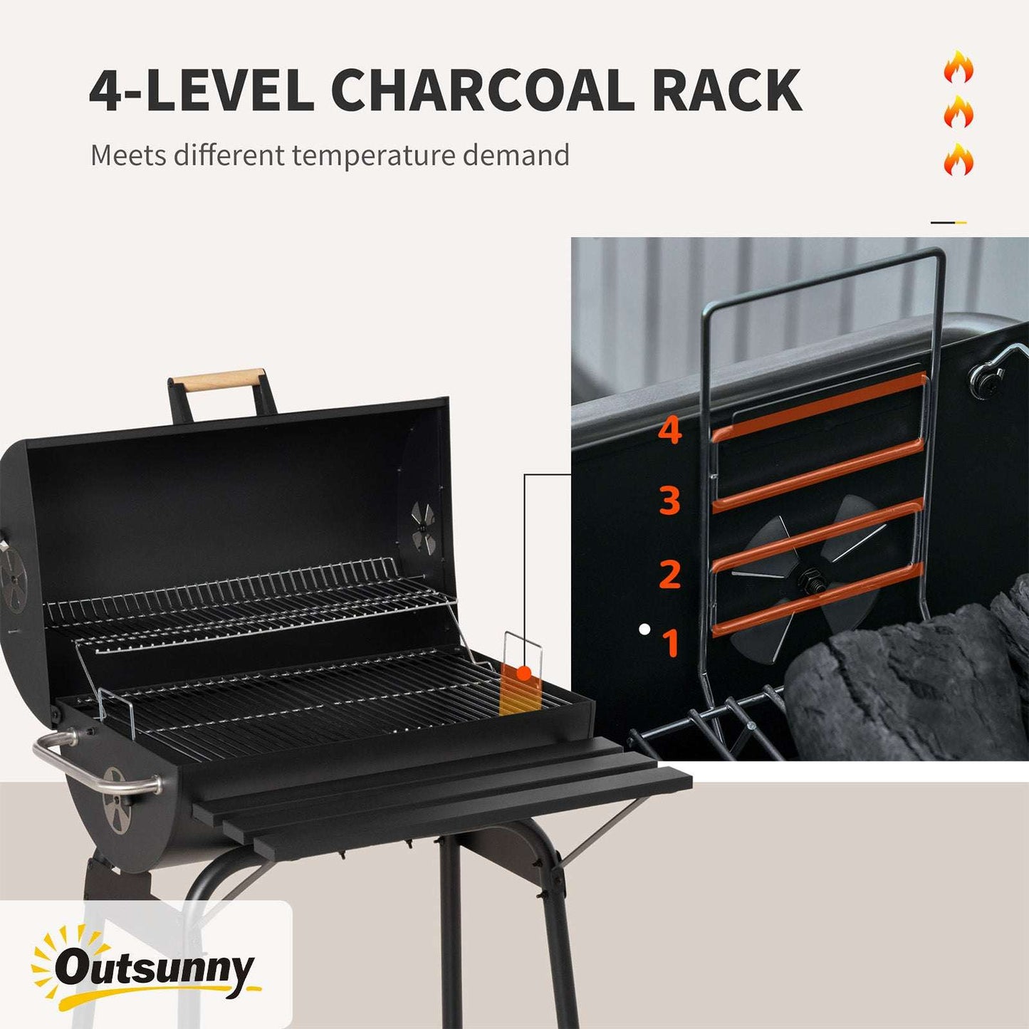 30" Portable Charcoal BBQ Grill - Outdoor Grill with Wheels & Shelf 30" Portable Charcoal Barbecue Grill wit | Ectron Online