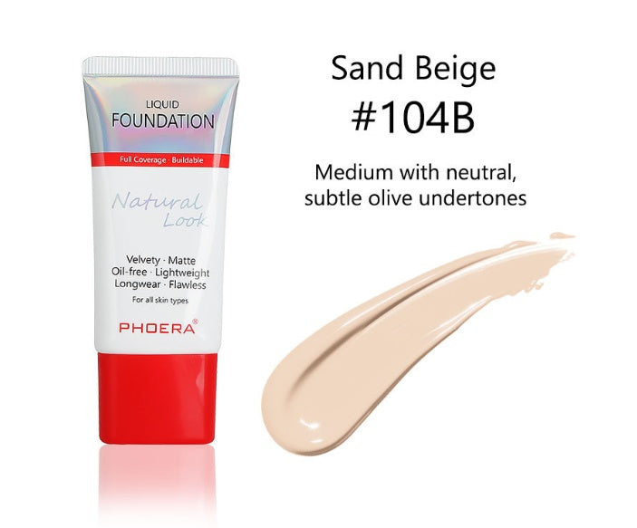 Matte Silky Tube Liquid Foundation - Long-Wear Hydrating Base for Women