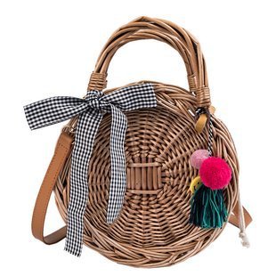 Hand-woven bamboo basket handbag