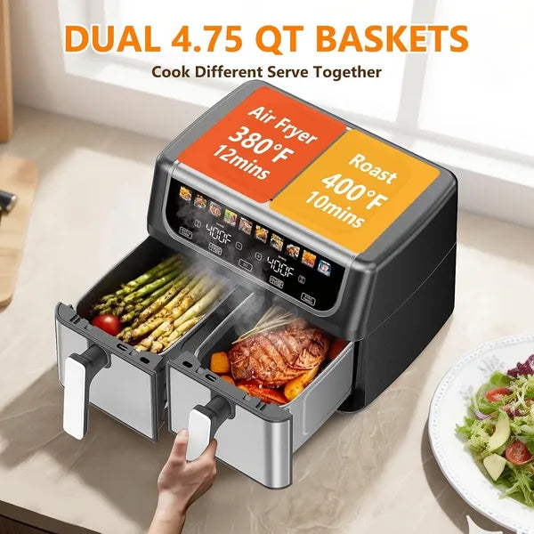 9.5 Quart Dual Basket Air Fryer | Double Basket with Sync Mode