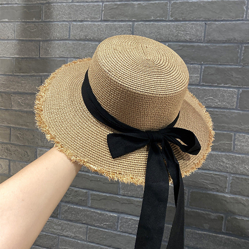 Elegant Straw Bucket Hat for Summer Lace String Color Woven Straw Hat Summer | Ectron Online