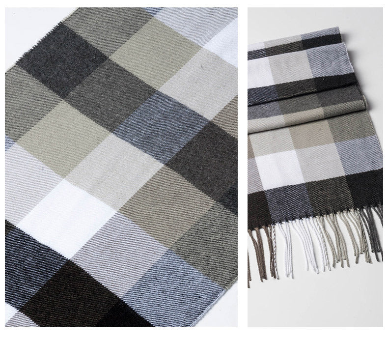 Stylish And Versatile Men's Plaid Warm Scarf