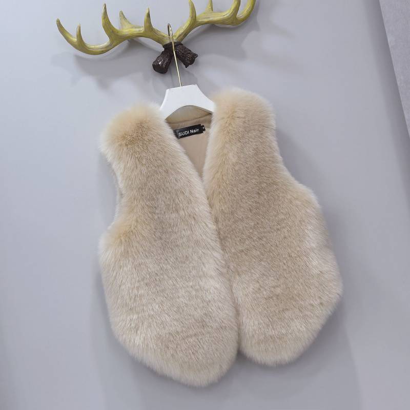Beige fur vest 