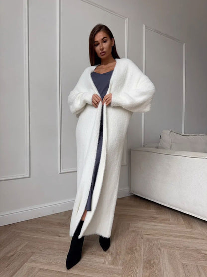 Women's Imitation Mink White Cardigan | Loose Soft Knit Sweater Imitation Mink White Sweater Cardigan Co | Ectron Online