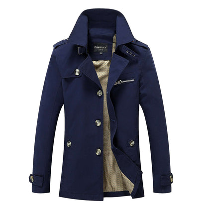 Men's Fashion Casual Solid Color Trench Coat - Classic Slim Fit Jacket Men's Fashion Casual Solid Color Trench | Ectron Online