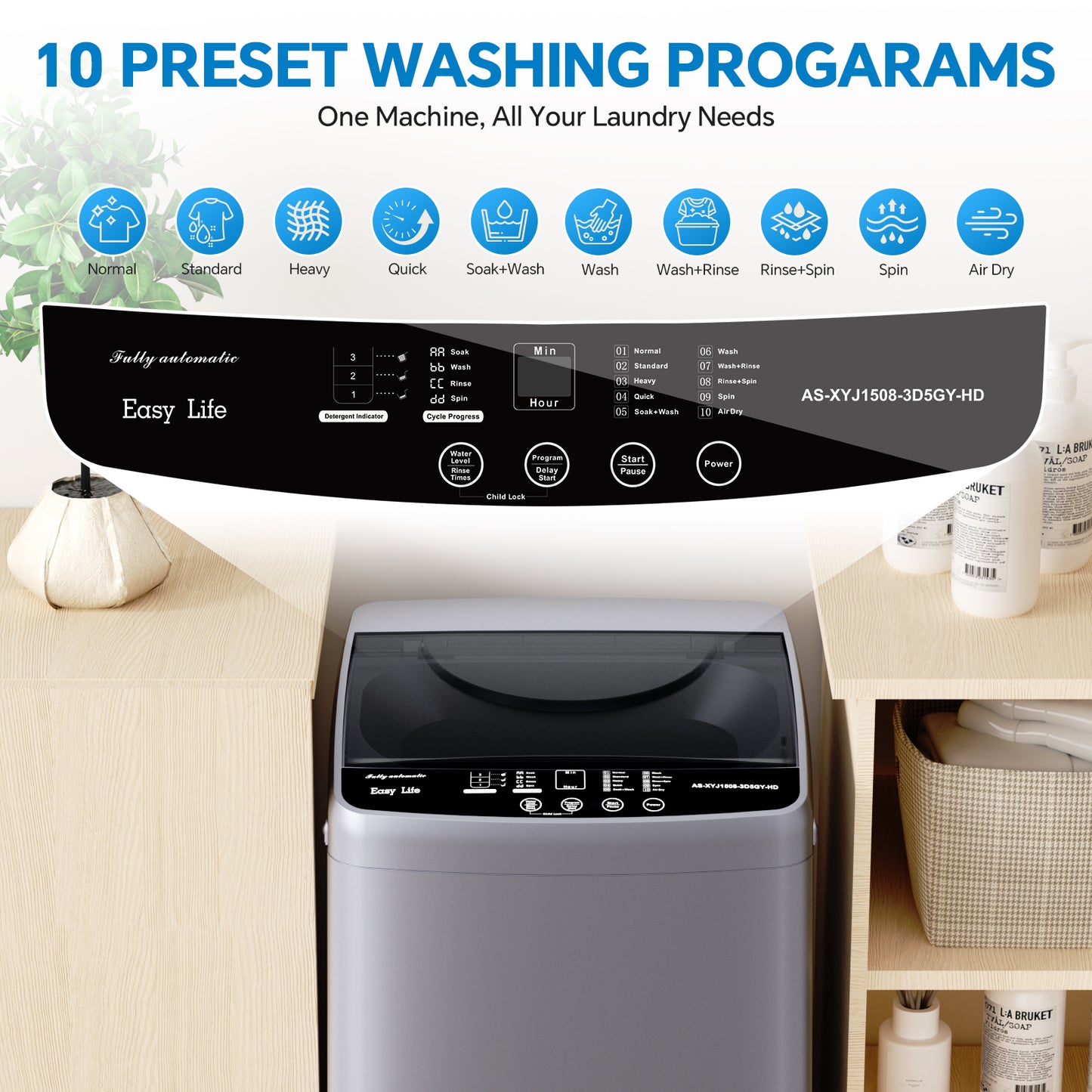 7.7 lbs Portable Washing Machine | Fully Automatic Compact Model