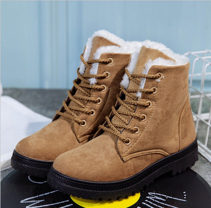 Winter New Women Snow Boots Flat With Large Size Casual Cotton Shoes Trend Women Vulcanized Shoes Artificial Plush