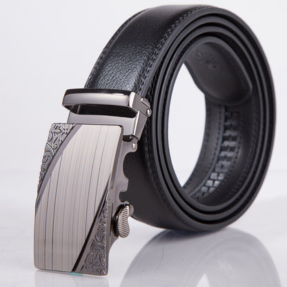 Leather automatic buckle belt