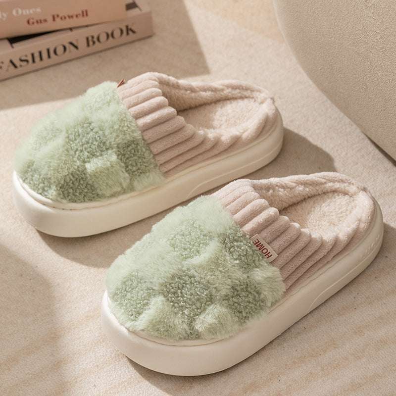 Plaid Plush Slippers – Warm Indoor Shoes for Women & Couples Plaid Plush Slippers Women's Indoor Plus | Ectron Online